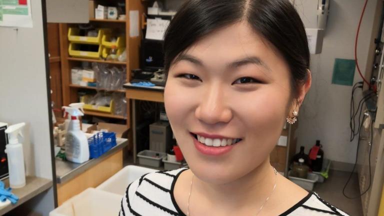 Graduate student Linda Zhong works in Professor Anthony Sinskey’s biology lab on an answer for plastic pollution. 