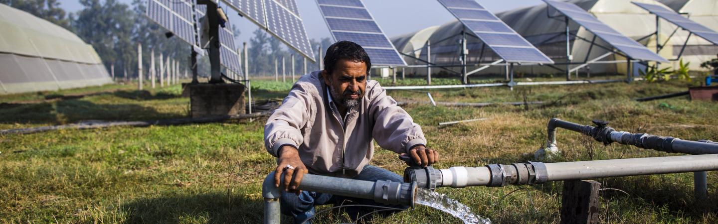 Solar-powered groundwater pump in Haryana, India