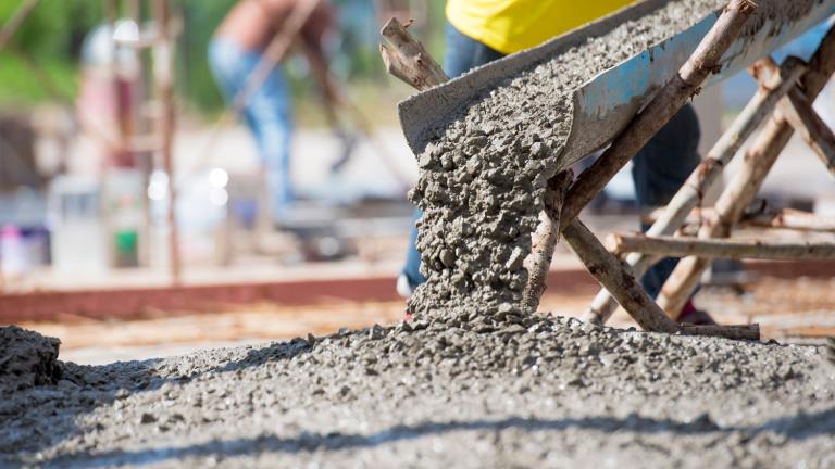 C-Crete, founded by Rouzbeh Savary PhD ’11, has created a more sustainable cement binding material that could significantly reduce the industry’s CO2 emissions. Pictured is a photo of traditional concrete being poured.