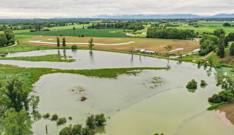Saturated farmland off of Steel Bridge Road in Kalispell after flooding along the Flathead River on June 15, 2022. 