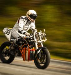 Aditya Mehrotra performs a “shakedown” test — running the hydrogen-powered electric motorcycle at high speeds to ensure that the mechanical and electrical systems hold up.